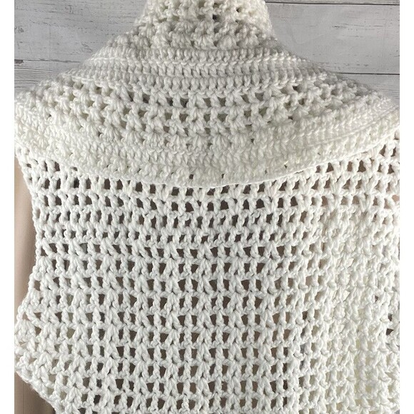 XXI Sweater Vest Ivory Open Knit Ruffled High Low - Picture 10 of 12